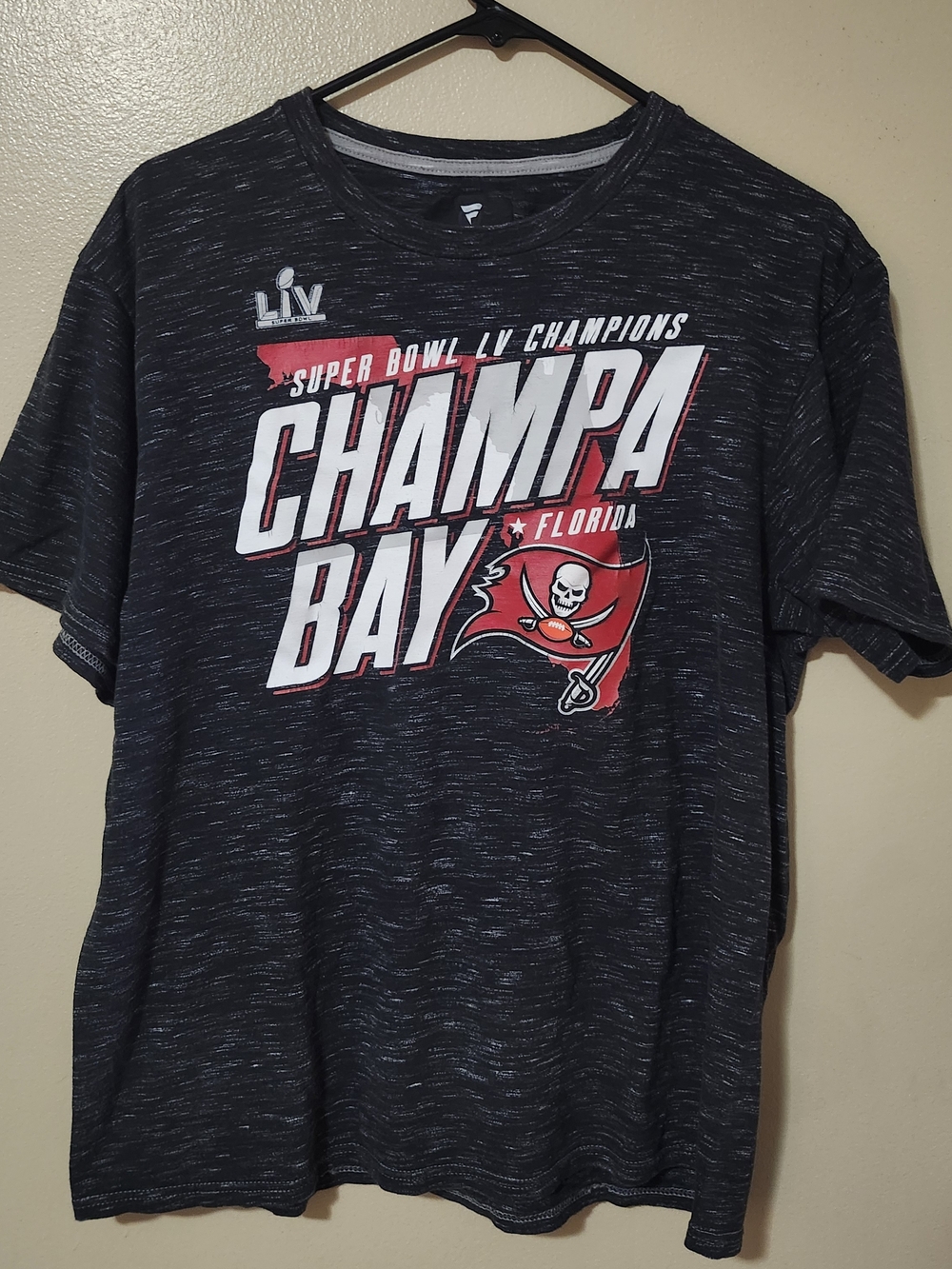 Fanatics Black Heather Tampa Bay "Champa Bay" Super Bowl Champions Tee